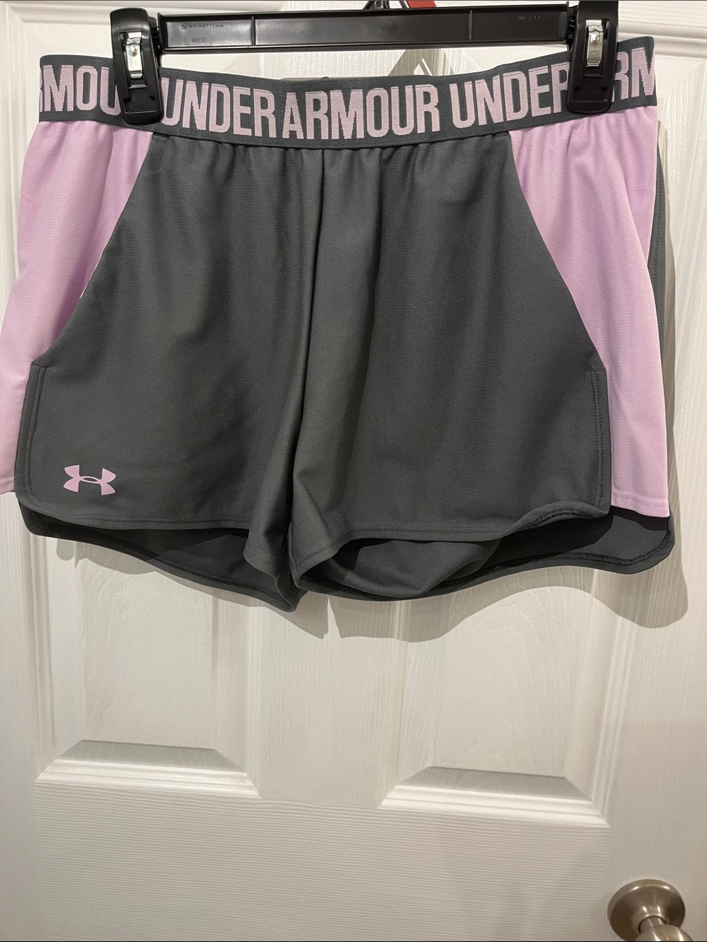 Under Armour Women's Gray & Light Pink Athletic Shorts
